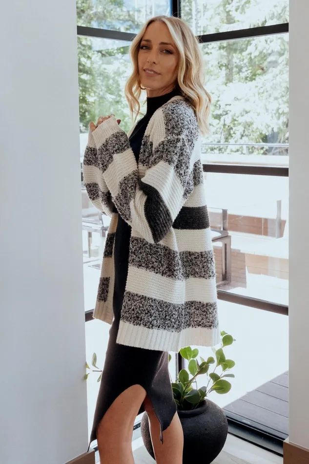 Women Cardigans Baltic Born Banff Stripe Cardigan Black Ivory Women Cardigans Baltic Born Banff Stripe Cardigan Black Ivory