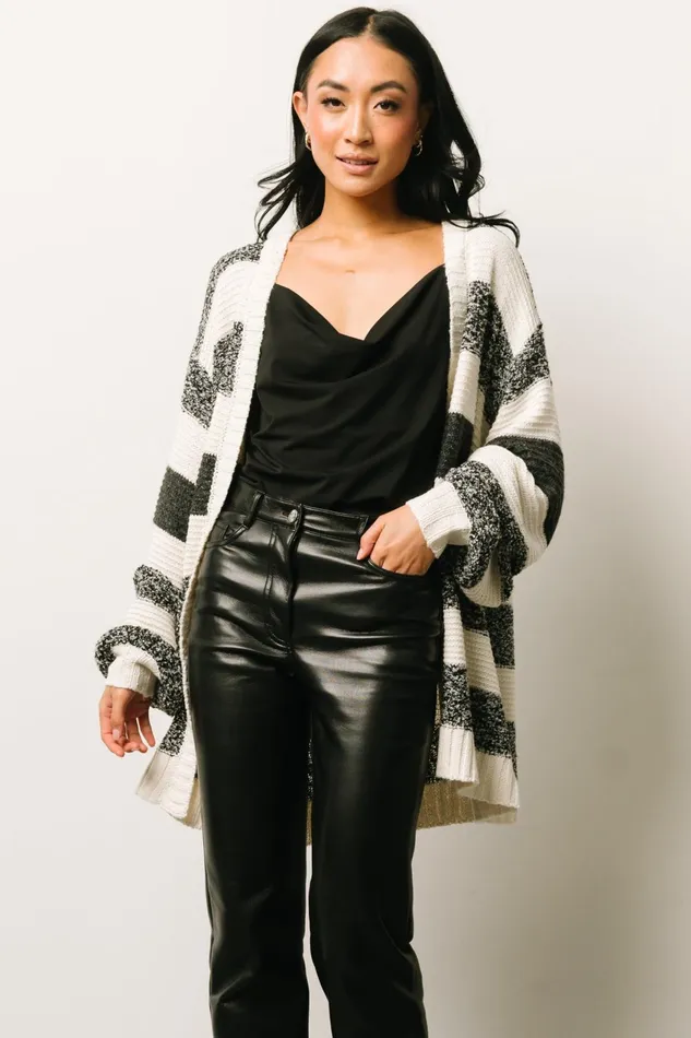 Women Cardigans Baltic Born Banff Stripe Cardigan Black Ivory Women Cardigans Baltic Born Banff Stripe Cardigan Black Ivory