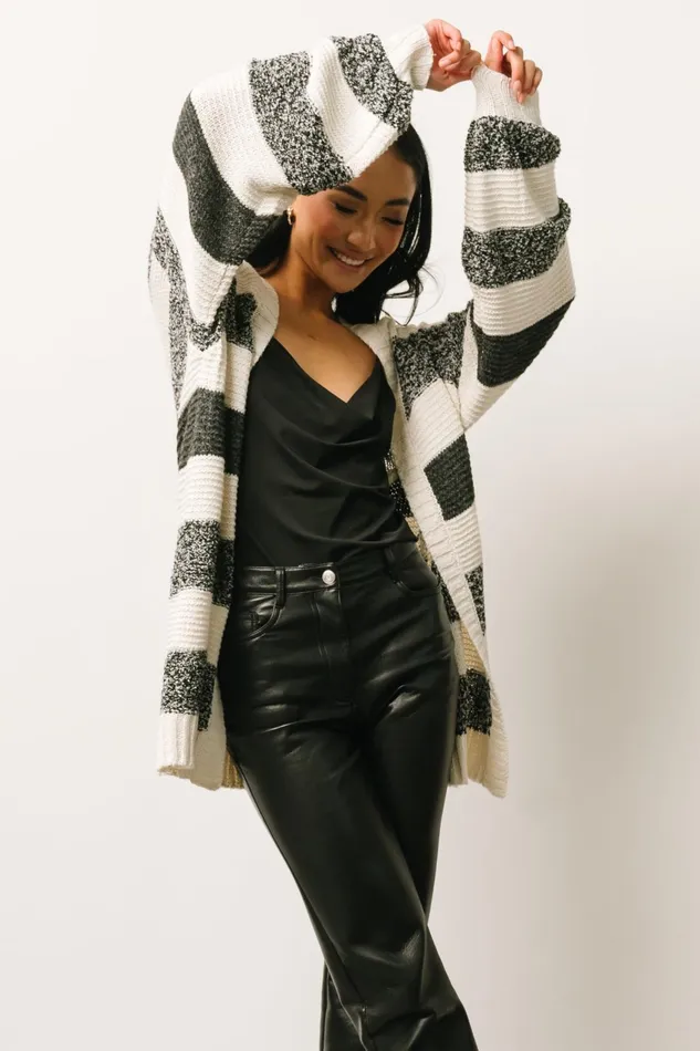 Women Cardigans Baltic Born Banff Stripe Cardigan Black Ivory Women Cardigans Baltic Born Banff Stripe Cardigan Black Ivory