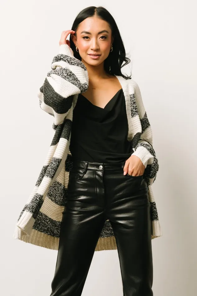 Women Cardigans Baltic Born Banff Stripe Cardigan Black Ivory Women Cardigans Baltic Born Banff Stripe Cardigan Black Ivory