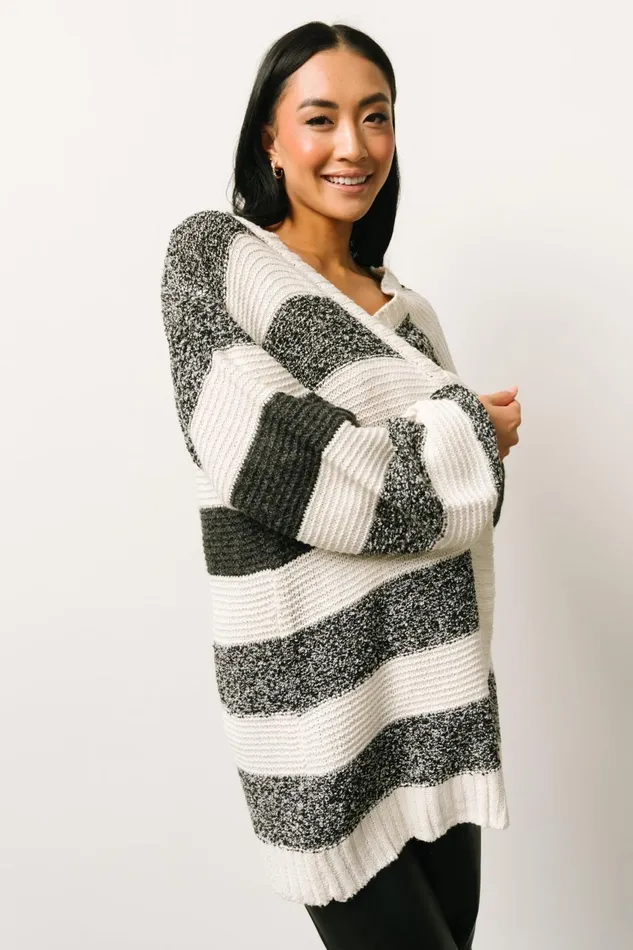 Women Cardigans Baltic Born Banff Stripe Cardigan Black Ivory Women Cardigans Baltic Born Banff Stripe Cardigan Black Ivory
