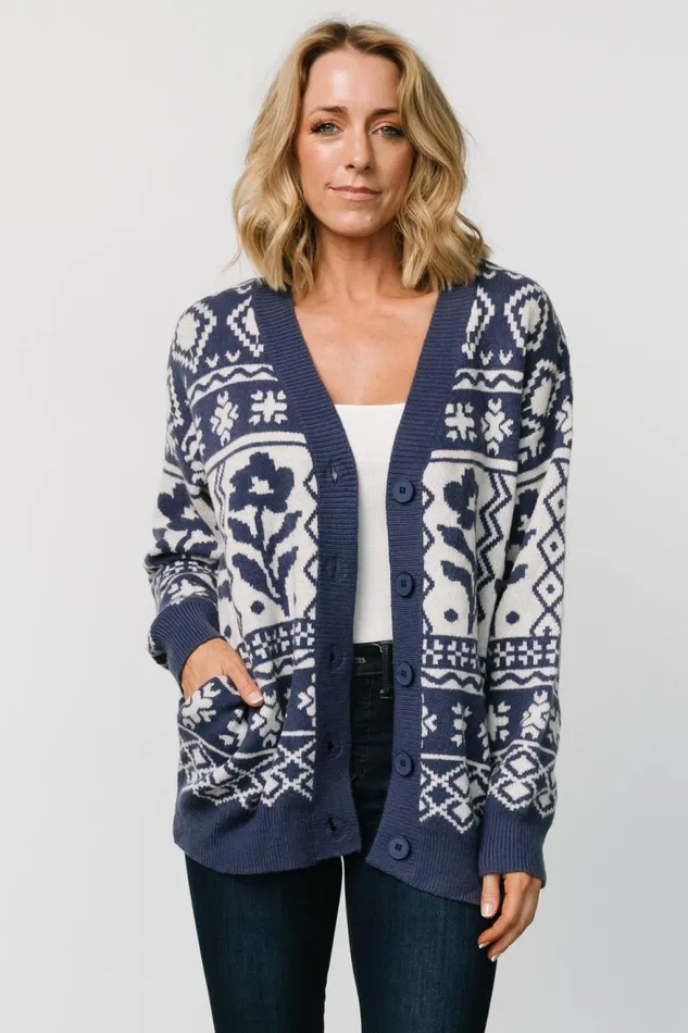 Women Cardigans Baltic Born Jackson Oversized Cardigan Slate Print