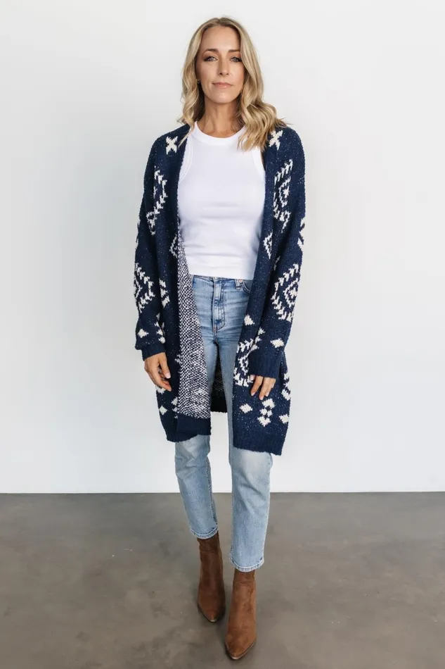 Women Cardigans Baltic Born Missoula Oversized Cardigan Navy Ivory