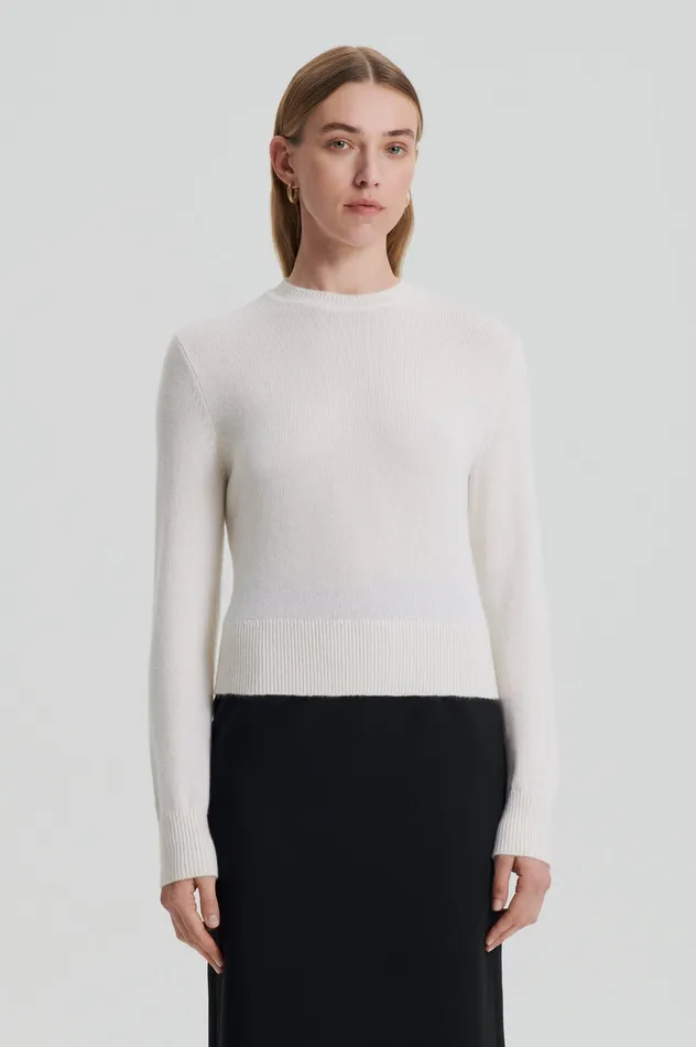 Women CASHMERE CREW SWEATER CHALK Sweaters Scanlan Theodore Women CASHMERE CREW SWEATER CHALK Sweaters Scanlan Theodore