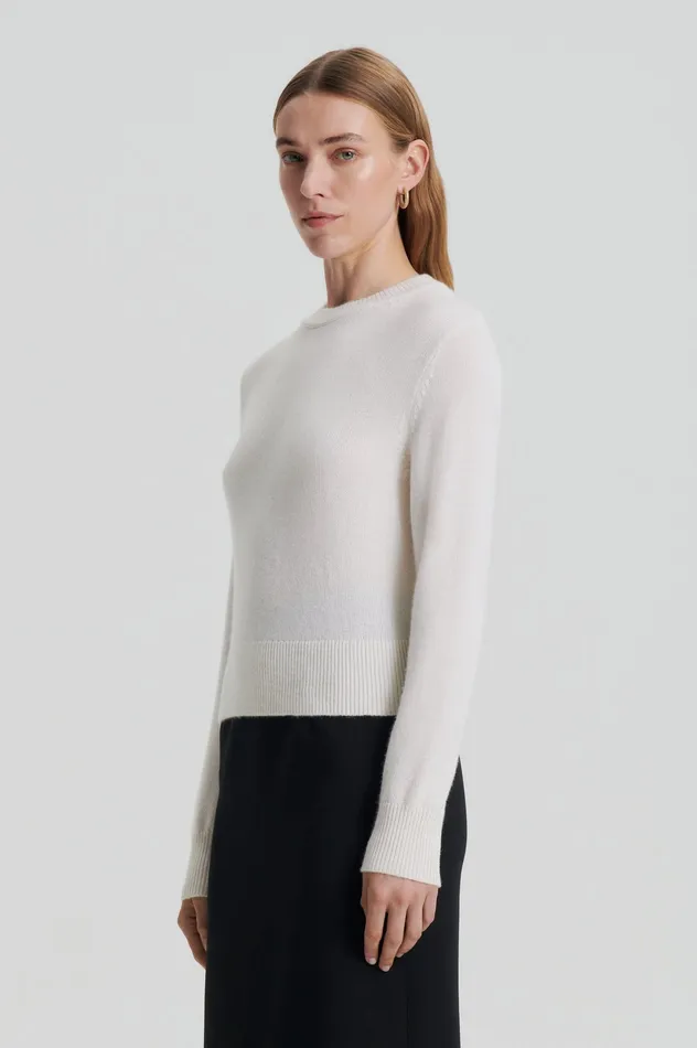 Women CASHMERE CREW SWEATER CHALK Sweaters Scanlan Theodore Women CASHMERE CREW SWEATER CHALK Sweaters Scanlan Theodore