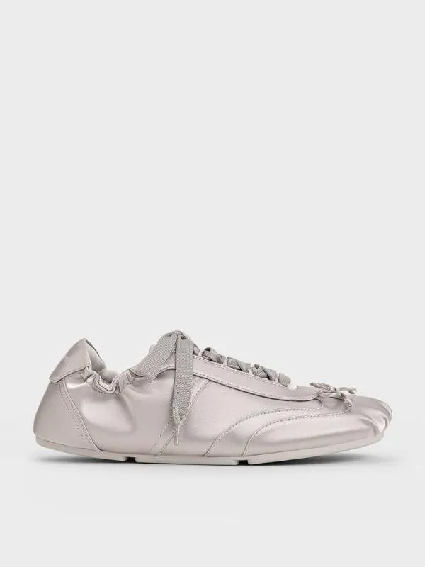 Women Cece Satin Ruched Bow Sneakers 8211 Light Grey CHARLES and KEITH Sneakers Women Cece Satin Ruched Bow Sneakers 8211 Light Grey CHARLES and KEITH Sneakers