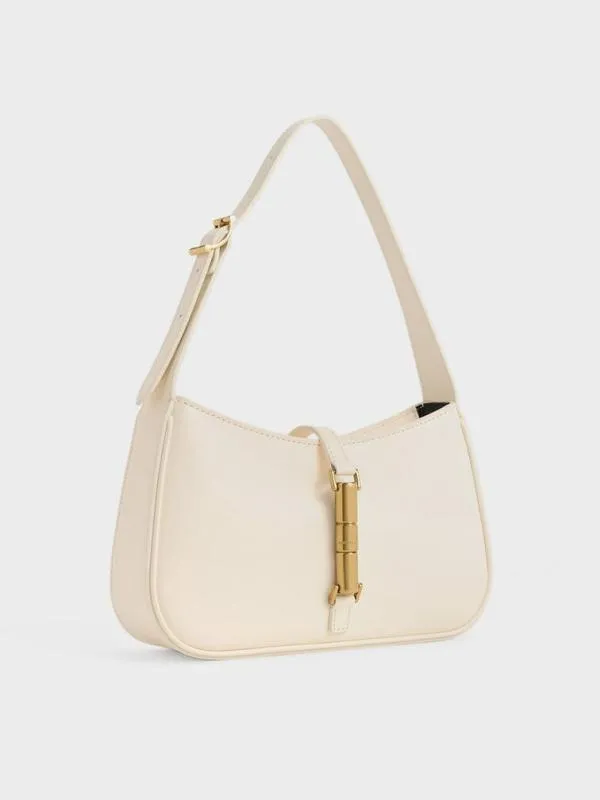 Women Cesia Metallic Accent Shoulder Bag 8211 Cream CHARLES and KEITH Shoulder Bags