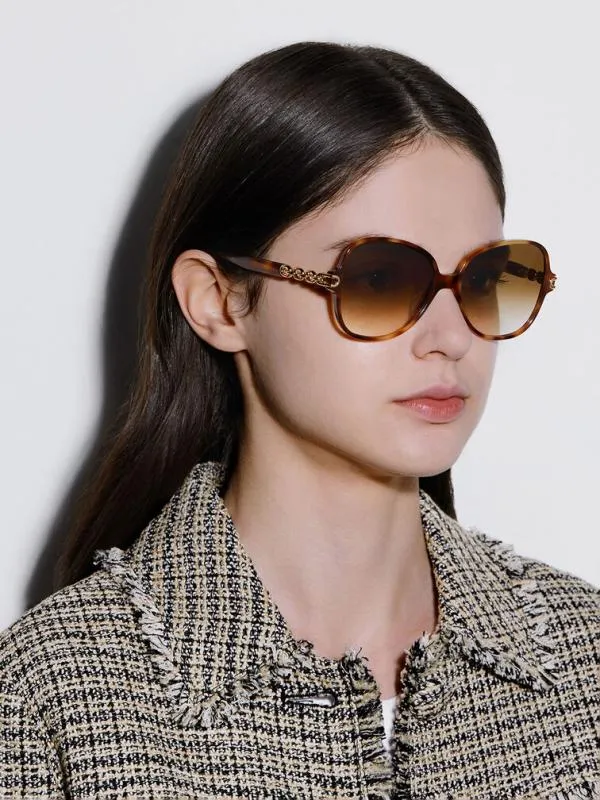 Women ChainLink Oversized Butterfly Sunglasses 8211 T Shell CHARLES and KEITH Butterfly
