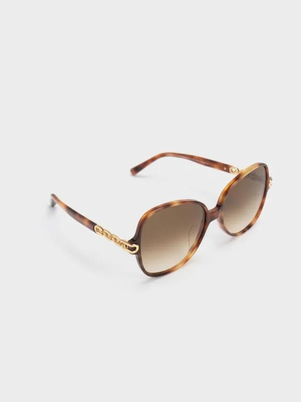 Women ChainLink Oversized Butterfly Sunglasses 8211 T Shell CHARLES and KEITH Butterfly