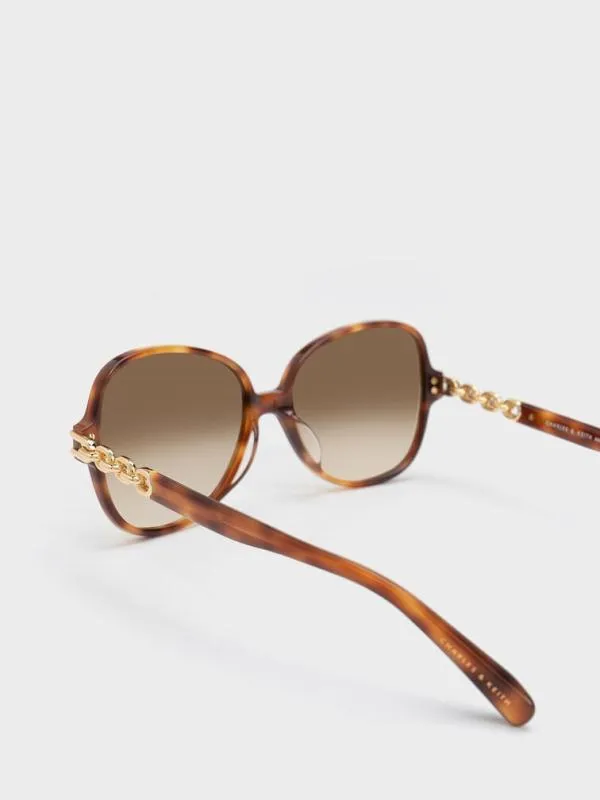 Women ChainLink Oversized Butterfly Sunglasses 8211 T Shell CHARLES and KEITH Butterfly