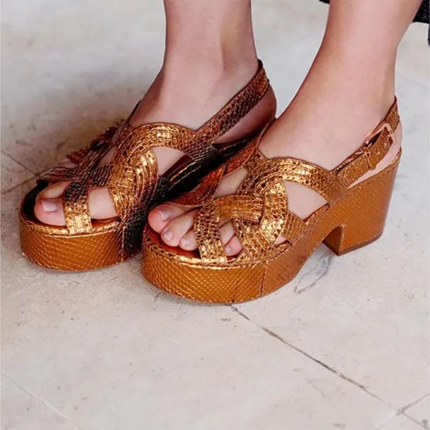 Women CHOU Snake Effect Clergerie Sandals