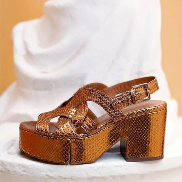 Women CHOU Snake Effect Clergerie Sandals