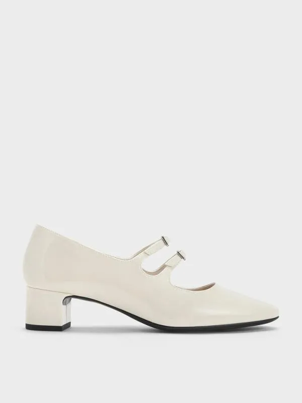 Women Clementine Double CrystalBuckle Mary Jane Pumps 8211 Chalk CHARLES and KEITH Pumps