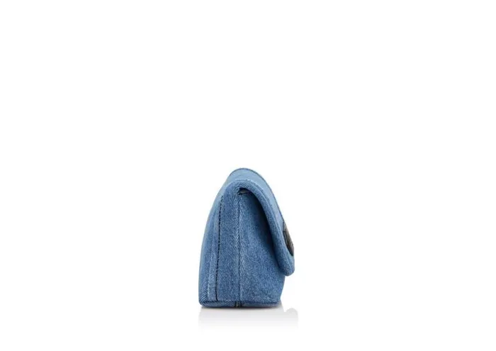 Women Clutches Tom Ford Denim Label Mini Chain Bag Washed Blue Black Women Clutches Tom Ford Denim Label Mini Chain Bag Washed Blue Black
