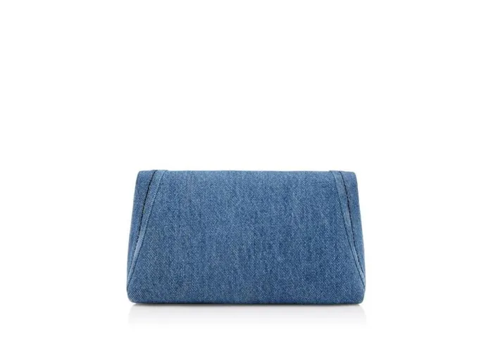 Women Clutches Tom Ford Denim Label Mini Chain Bag Washed Blue Black Women Clutches Tom Ford Denim Label Mini Chain Bag Washed Blue Black