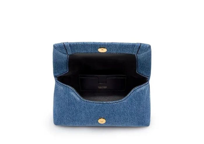Women Clutches Tom Ford Denim Label Mini Chain Bag Washed Blue Black Women Clutches Tom Ford Denim Label Mini Chain Bag Washed Blue Black