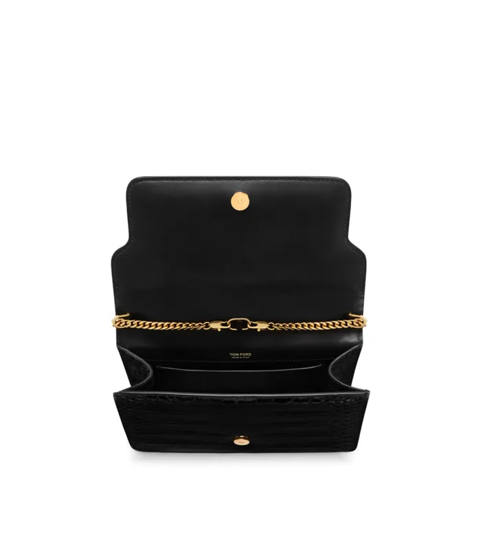 Women Clutches Tom Ford Stamped Crocodile Leather Whitney Small Shoulder Bag Black Women Clutches Tom Ford Stamped Crocodile Leather Whitney Small Shoulder Bag Black