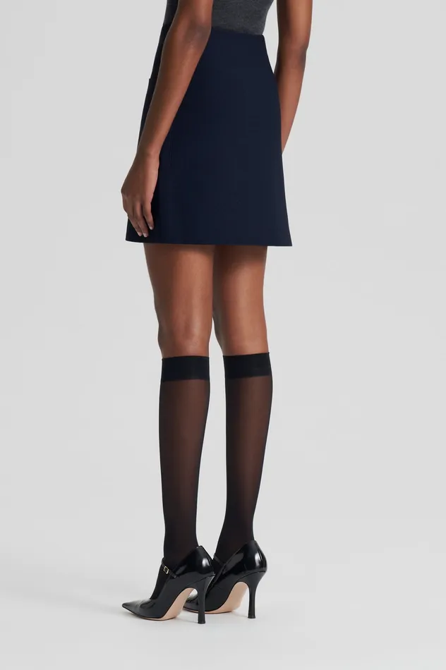 Women CREPE KNIT POCKET MINI SKIRT NAVY Skirts Scanlan Theodore