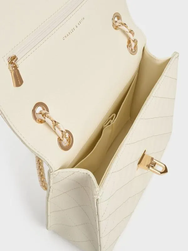 Women Cressida Quilted Chain Strap Bag 8211 Cream CHARLES and KEITH Clutches