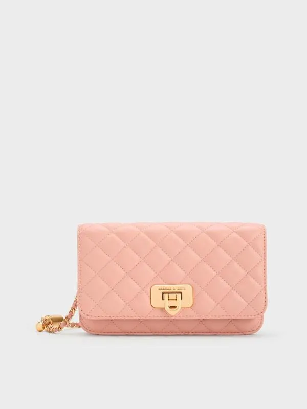 Women Cressida Quilted PushLock Clutch 8211 Pink CHARLES and KEITH Clutches