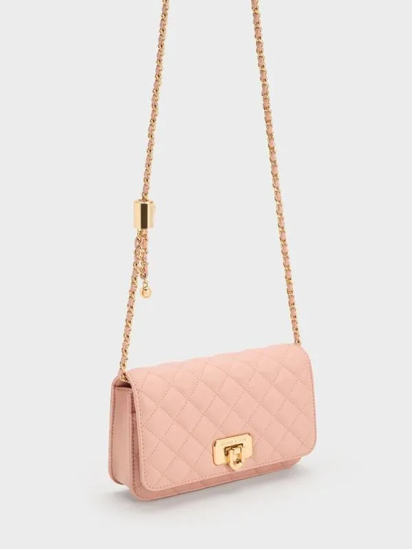 Women Cressida Quilted PushLock Clutch 8211 Pink CHARLES and KEITH Clutches