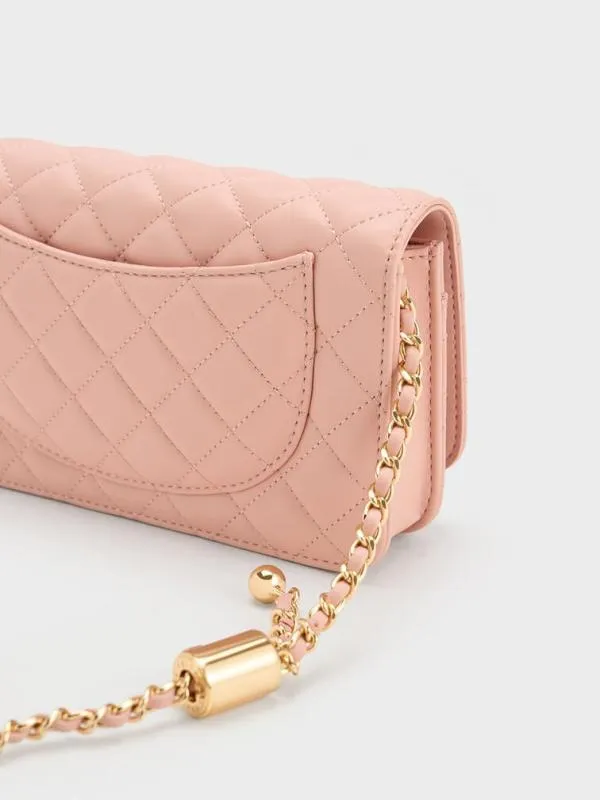 Women Cressida Quilted PushLock Clutch 8211 Pink CHARLES and KEITH Clutches