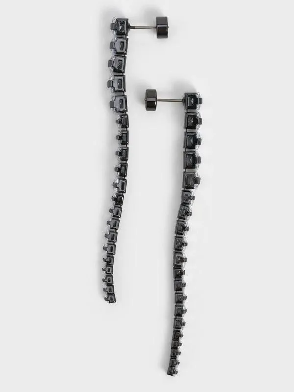 Women Crystal Row Drop Earrings 8211 Black CHARLES and KEITH Earrings Women Crystal Row Drop Earrings 8211 Black CHARLES and KEITH Earrings