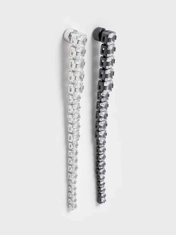 Women Crystal Row Drop Earrings 8211 Black CHARLES and KEITH Earrings Women Crystal Row Drop Earrings 8211 Black CHARLES and KEITH Earrings
