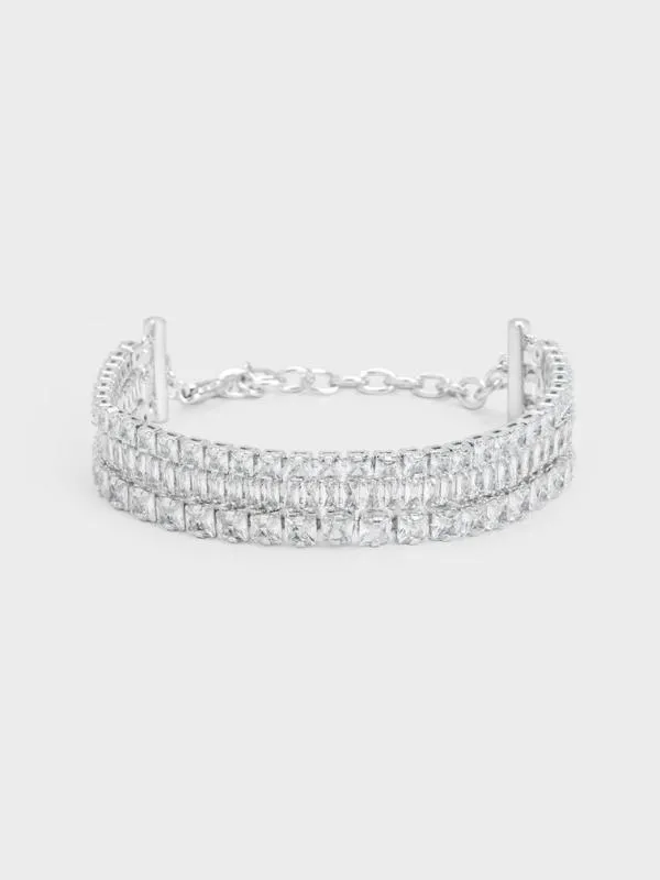 Women Crystal TripleRow Tennis Bracelet 8211 Silver CHARLES and KEITH Bracelets Women Crystal TripleRow Tennis Bracelet 8211 Silver CHARLES and KEITH Bracelets