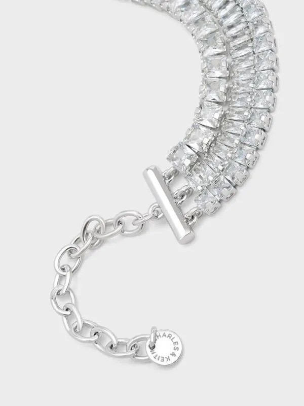 Women Crystal TripleRow Tennis Bracelet 8211 Silver CHARLES and KEITH Bracelets Women Crystal TripleRow Tennis Bracelet 8211 Silver CHARLES and KEITH Bracelets