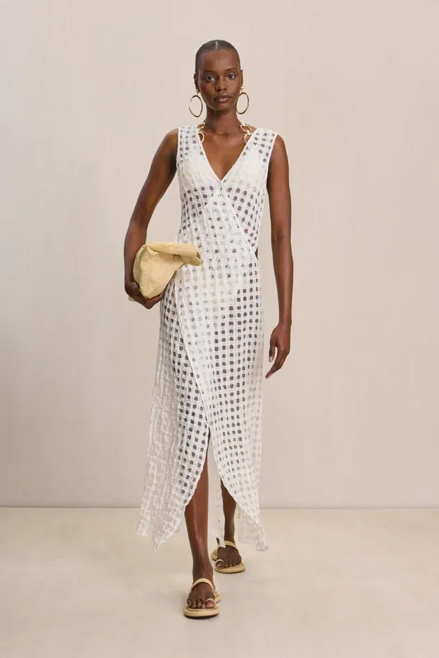 Women Cult Gaia Cover Ups CORTEZ COVERUP 8211 OFF WHITE LINEN