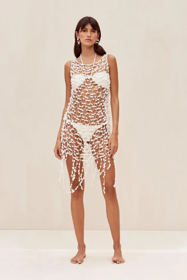 Women Cult Gaia Dresses ROMAN CROCHET DRESS 8211 OFF WHITE