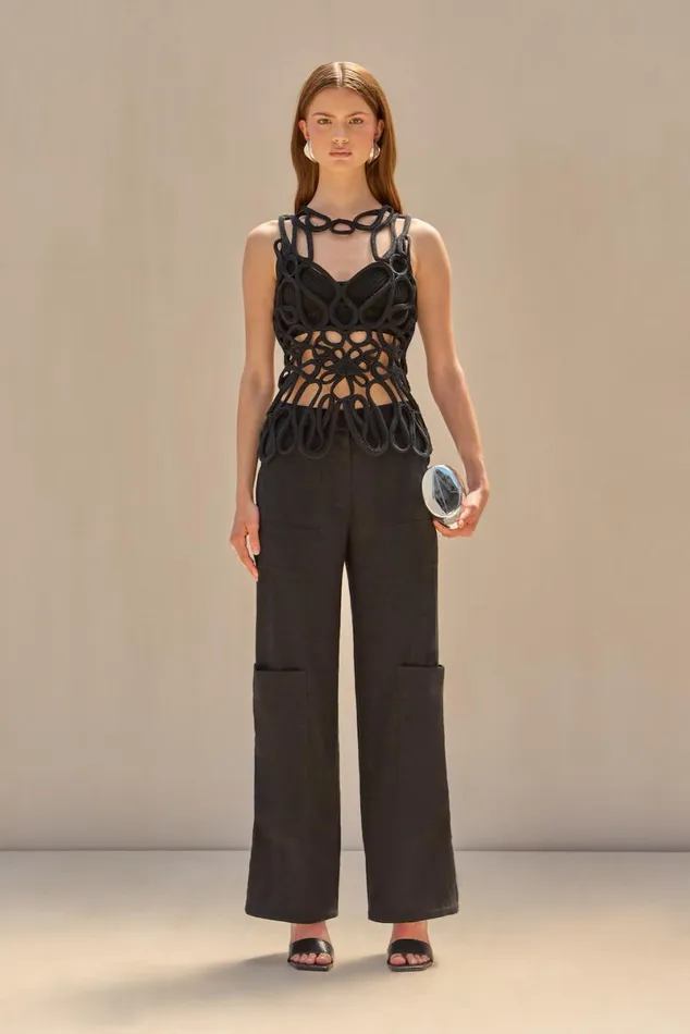 Women Cult Gaia Knits DANICA CROCHET TOP 8211 BLACK Women Cult Gaia Knits DANICA CROCHET TOP 8211 BLACK