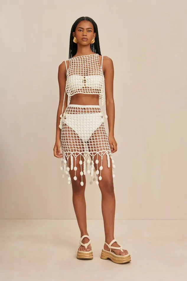 Women Cult Gaia Knits MOKI CROCHET COVERUP 8211 OFF WHITE