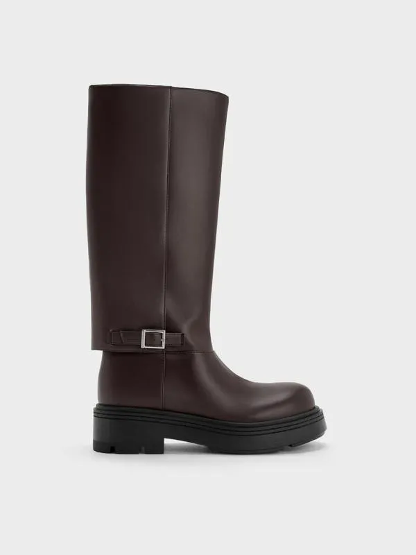 Women Davis Buckled FoldOver Boots 8211 Burgundy CHARLES and KEITH Boots