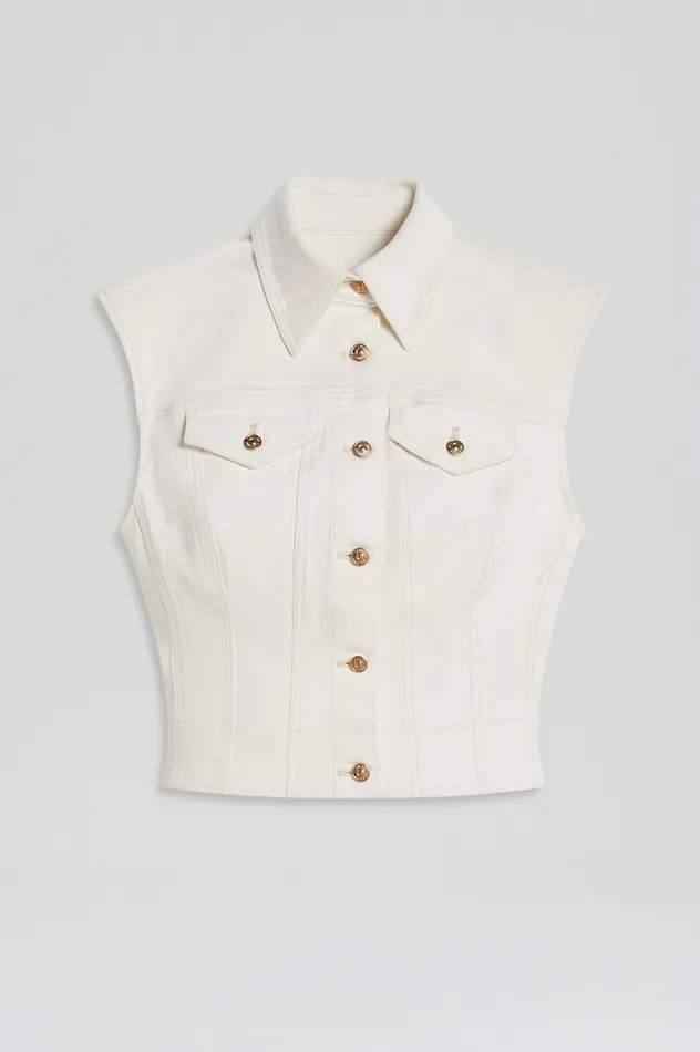 Women DENIM SLEEVELESS SHIRT NATURAL115 Denim Scanlan Theodore Women DENIM SLEEVELESS SHIRT NATURAL115 Denim Scanlan Theodore
