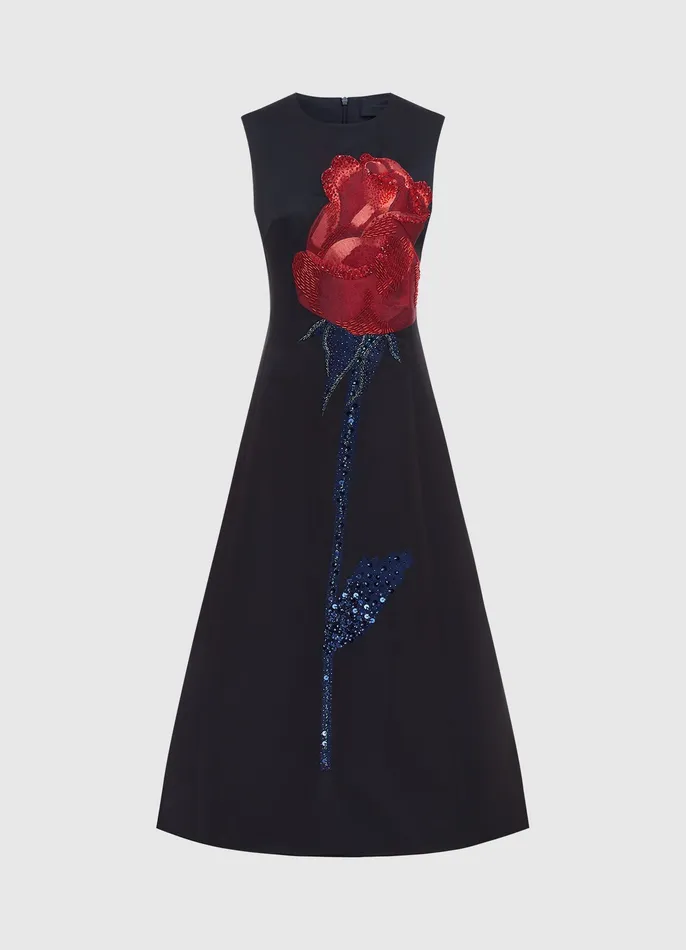 Women Dresses and Jumpsuits LEO LIN Cleo Embellished Sleeveless Midi Dress 8211 Rose Print Women Dresses and Jumpsuits LEO LIN Cleo Embellished Sleeveless Midi Dress 8211 Rose Print