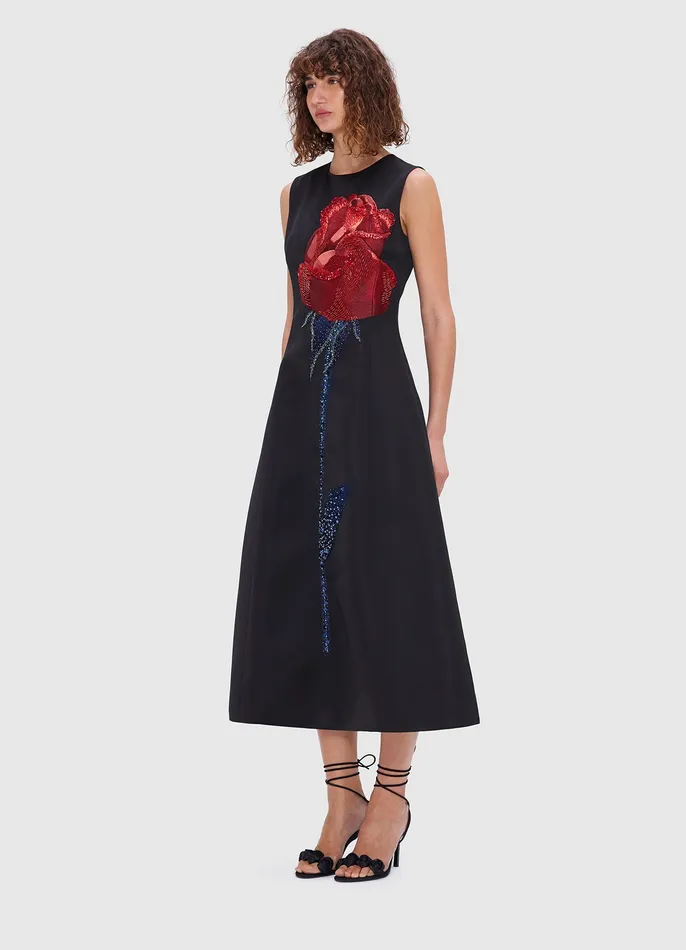 Women Dresses and Jumpsuits LEO LIN Cleo Embellished Sleeveless Midi Dress 8211 Rose Print