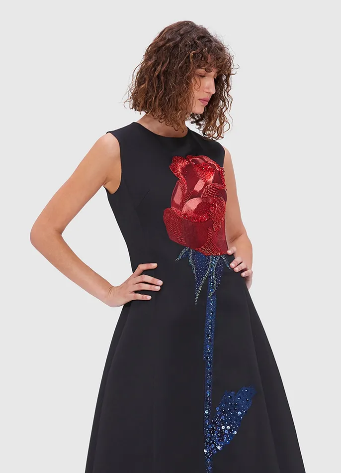 Women Dresses and Jumpsuits LEO LIN Cleo Embellished Sleeveless Midi Dress 8211 Rose Print