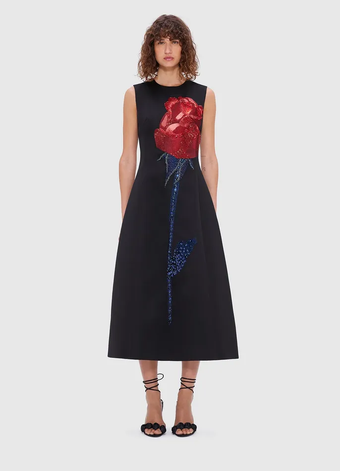 Women Dresses and Jumpsuits LEO LIN Cleo Embellished Sleeveless Midi Dress 8211 Rose Print