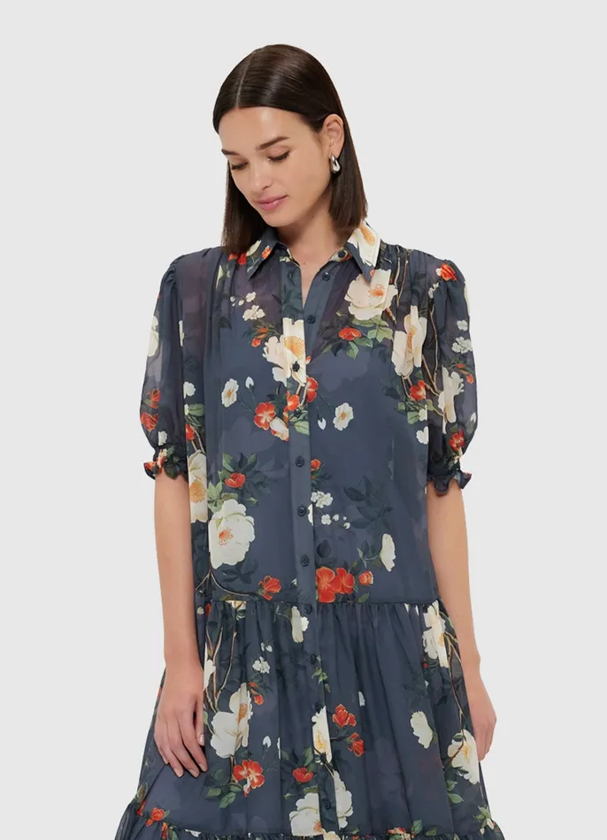 Women Dresses and Jumpsuits LEO LIN Ellie Bishop Sleeve Midi Dress 8211 Pear Blossom Print