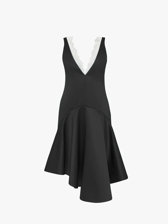 Women Dresses JW Anderson DRAPED HEMLINE VNECK DRESS Black