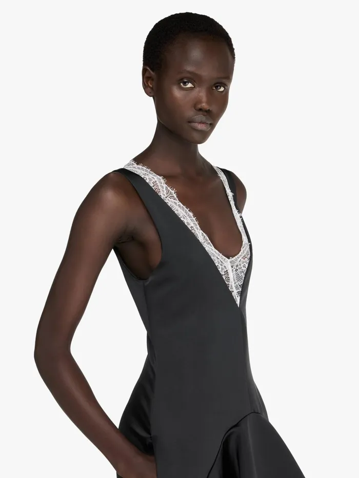 Women Dresses JW Anderson DRAPED HEMLINE VNECK DRESS Black Women Dresses JW Anderson DRAPED HEMLINE VNECK DRESS Black