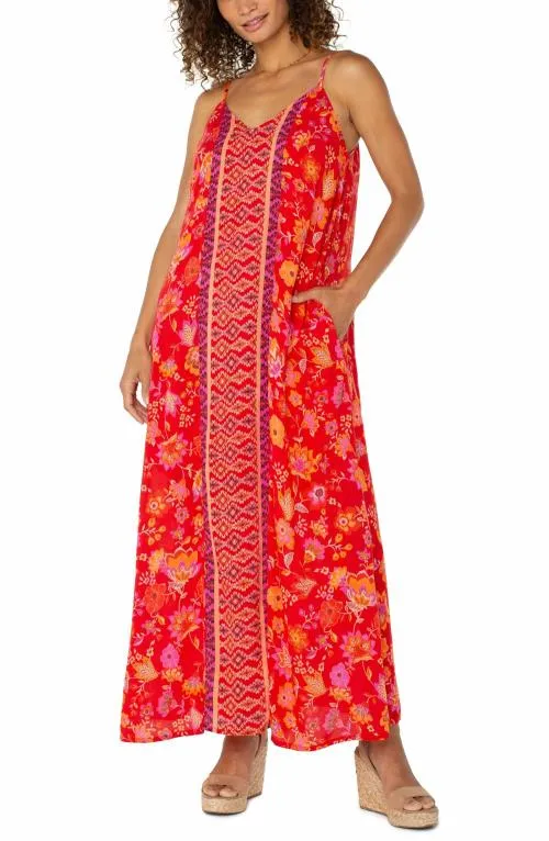 Women Dresses Liverpool Los Angeles Spaghetti Strap Woven Maxi Dress Red Orange Floral Women Dresses Liverpool Los Angeles Spaghetti Strap Woven Maxi Dress Red Orange Floral
