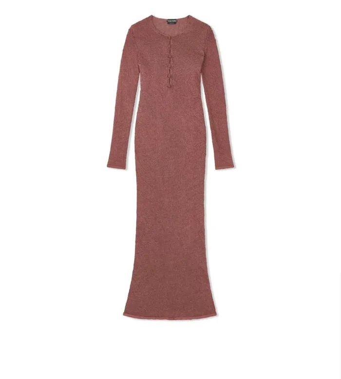 Women Dresses Tom Ford Shiny Rafia Henley Dress Antique Nude