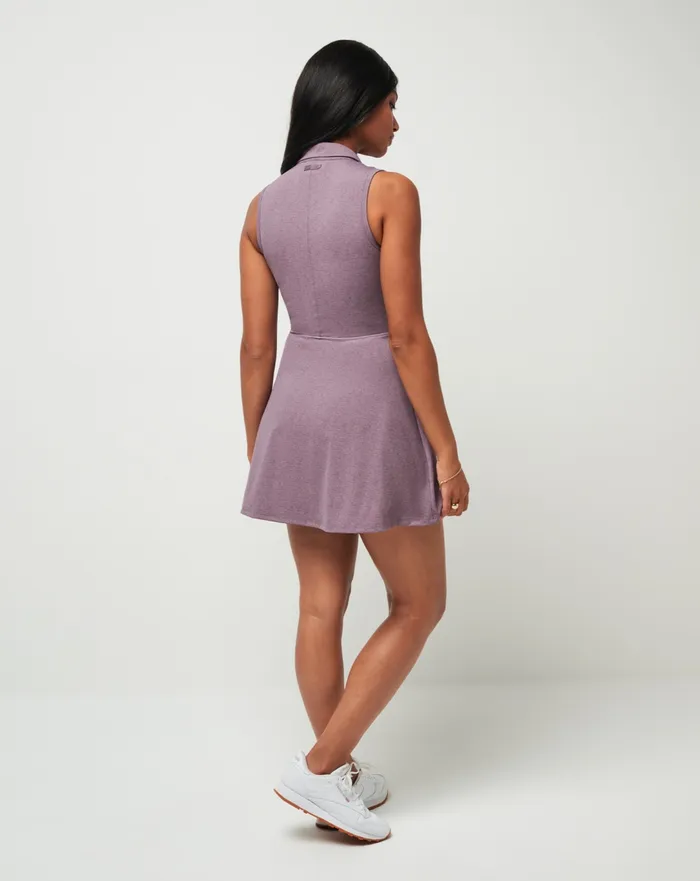 Women Dresses TravisMathew MOVEKNIT SLEEVELESS POLO DRESS 20 Heather Moonscape Women Dresses TravisMathew MOVEKNIT SLEEVELESS POLO DRESS 20 Heather Moonscape