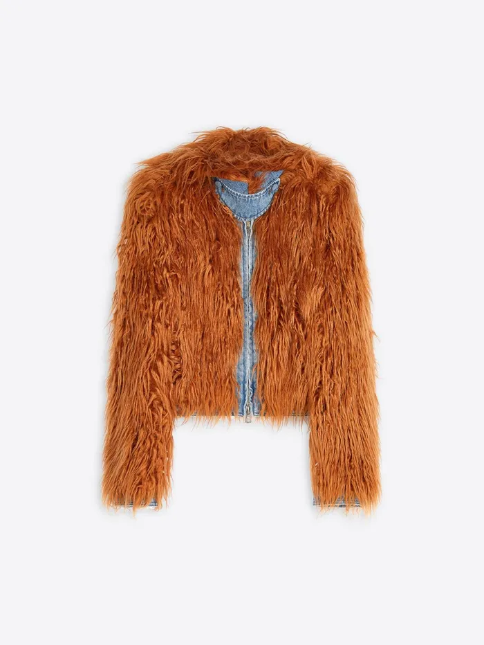 Women Dries Van Noten Coats and Jackets Faux Fur And Denim Jacket