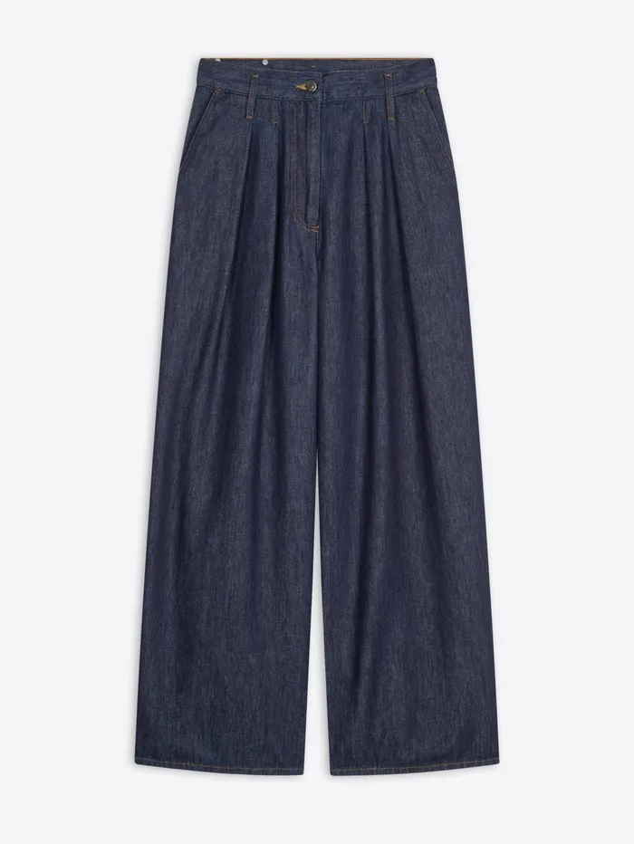 Women Dries Van Noten Pants Wide Pleated Jeans