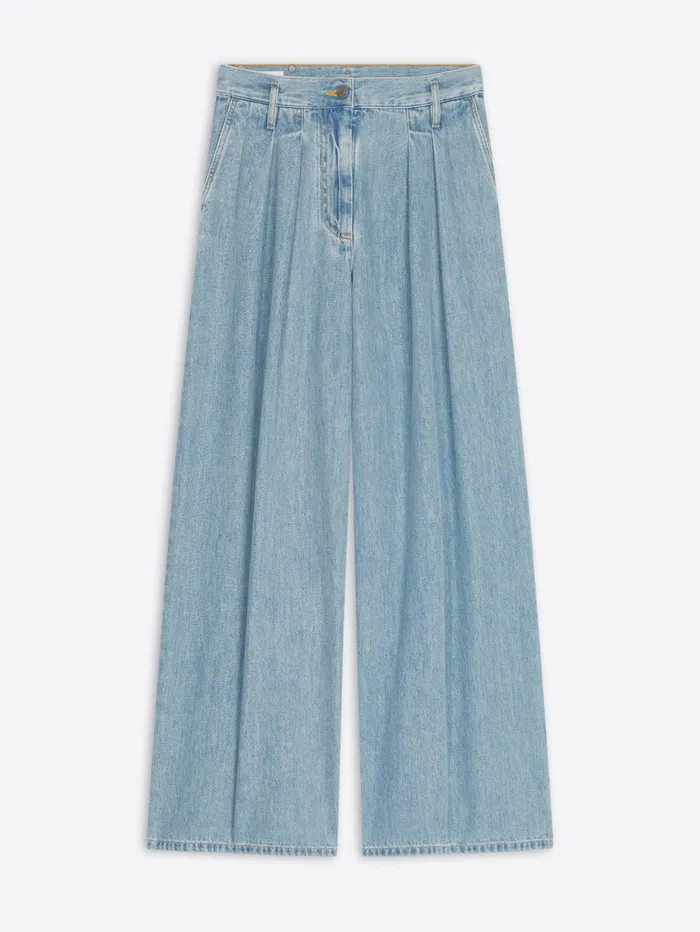 Women Dries Van Noten Pants Wide Pleated Jeans