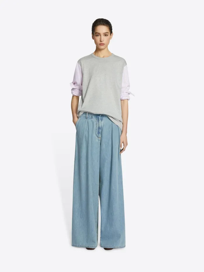 Women Dries Van Noten Pants Wide Pleated Jeans